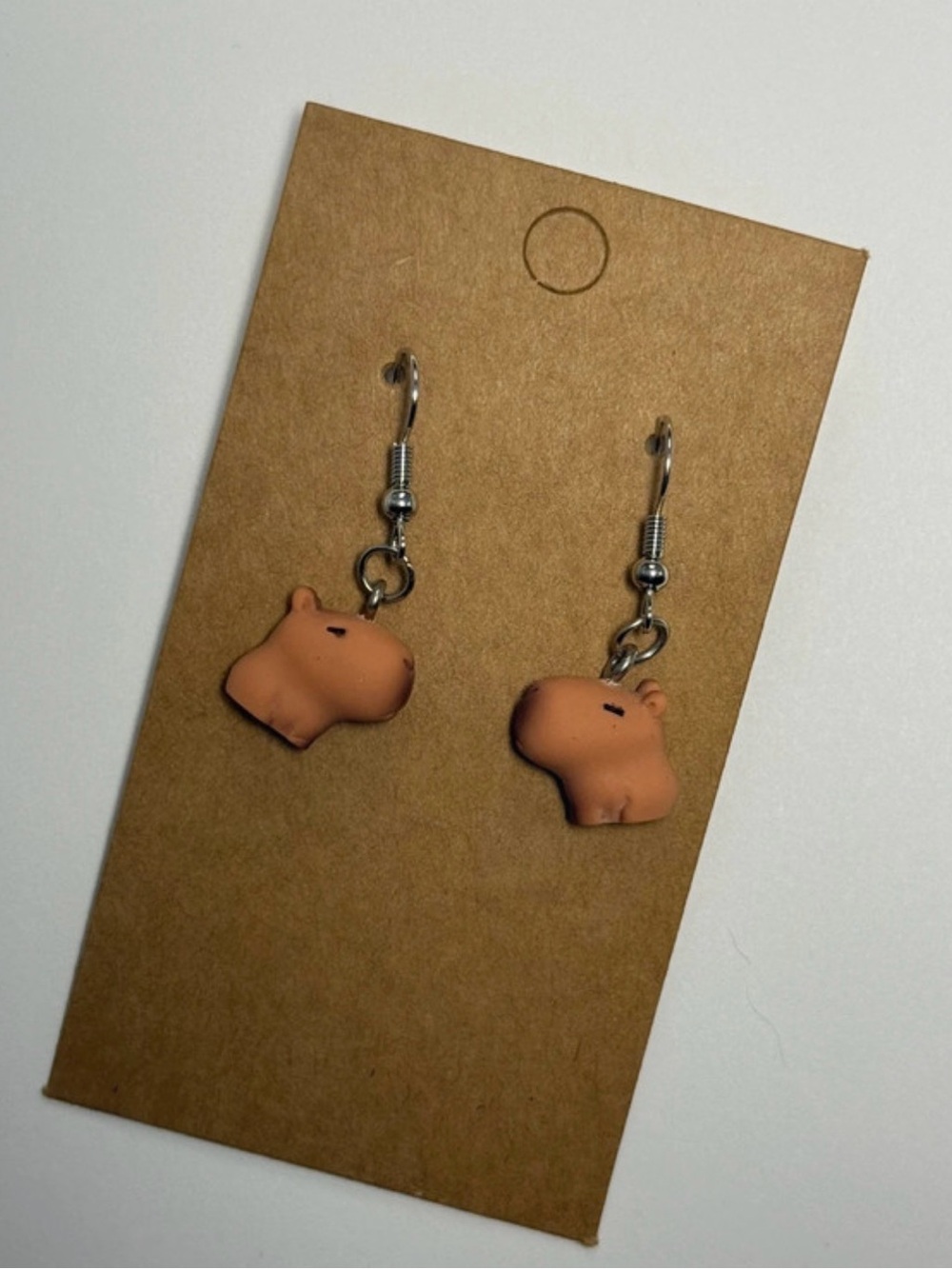 Small Pets Cute Hippo Dangle Earrings - Brown